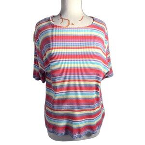 Blast Blouse Size L Y2k Vintage Pastel Striped Textured Dark Academia